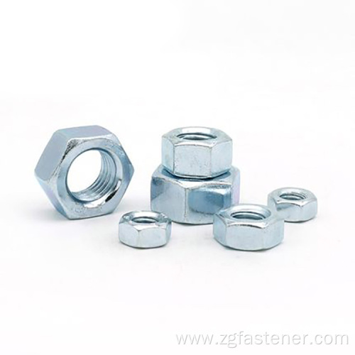 GB6170 blue white zinc galvanized Hexagon Nuts